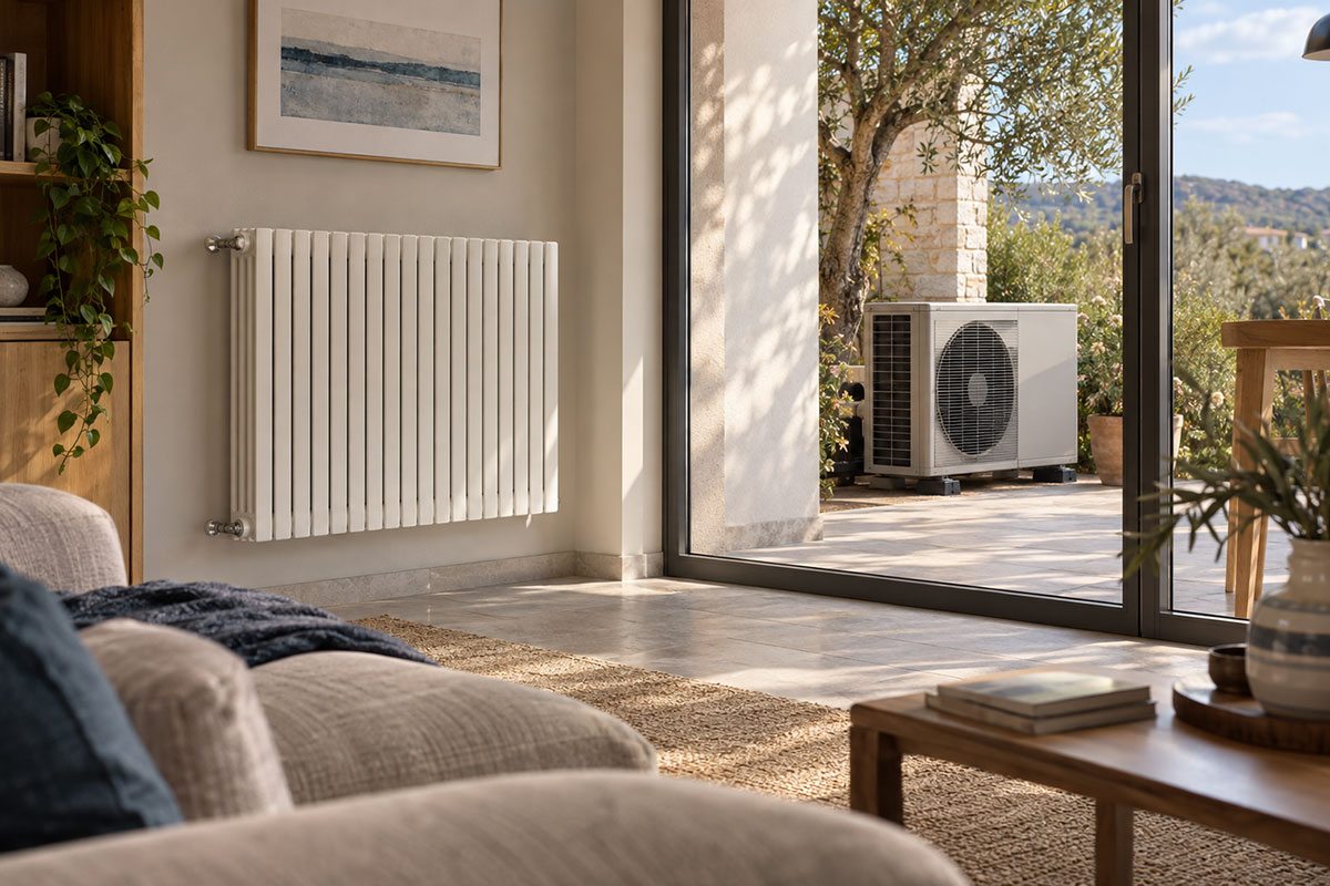 Pompa di calore con termosifoni installata in un’abitazione