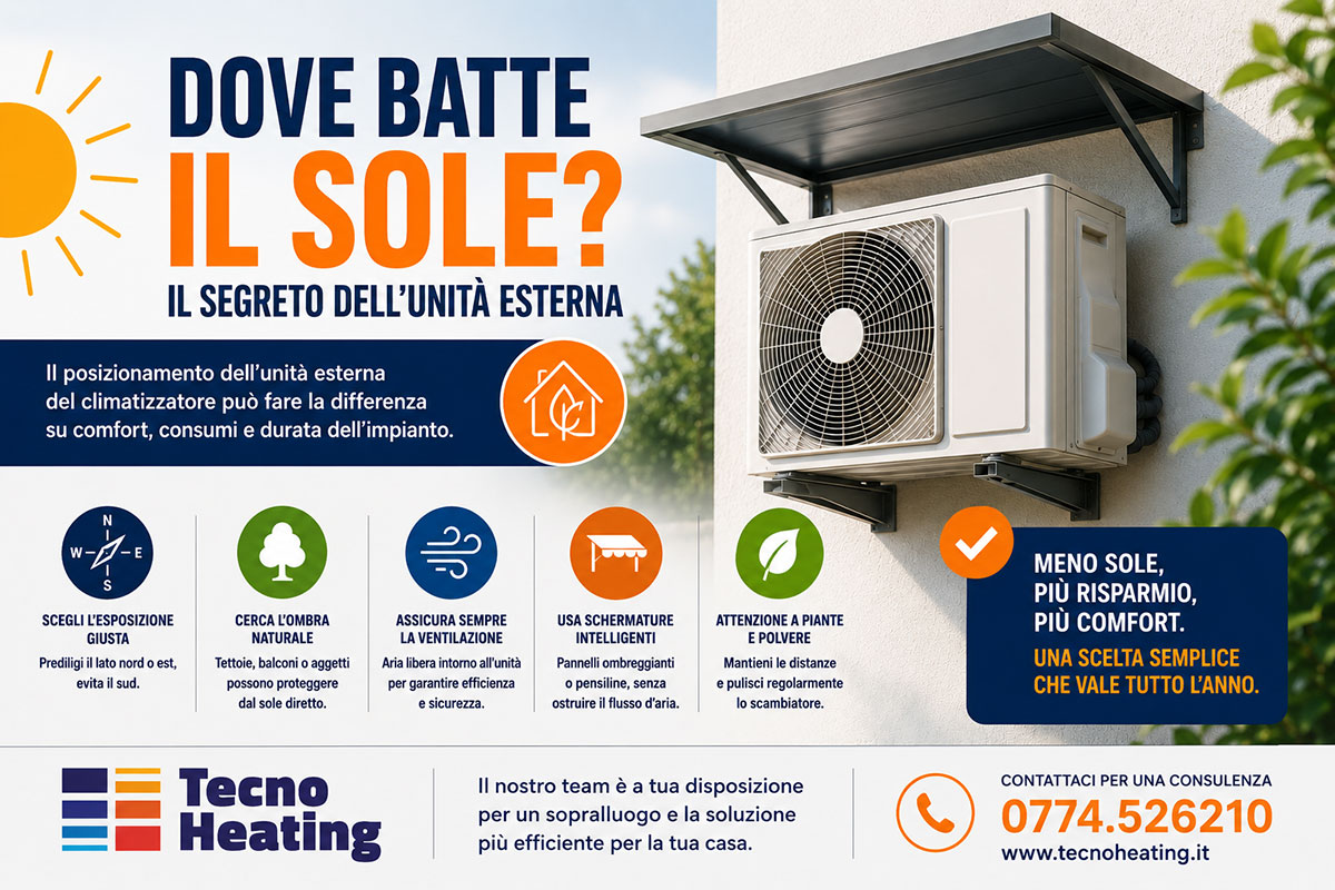 Dove batte il sole? Il segreto di dove posizionare l'unità esterna del climatizzatore per avere maggiore efficienza e risparmio in bolletta